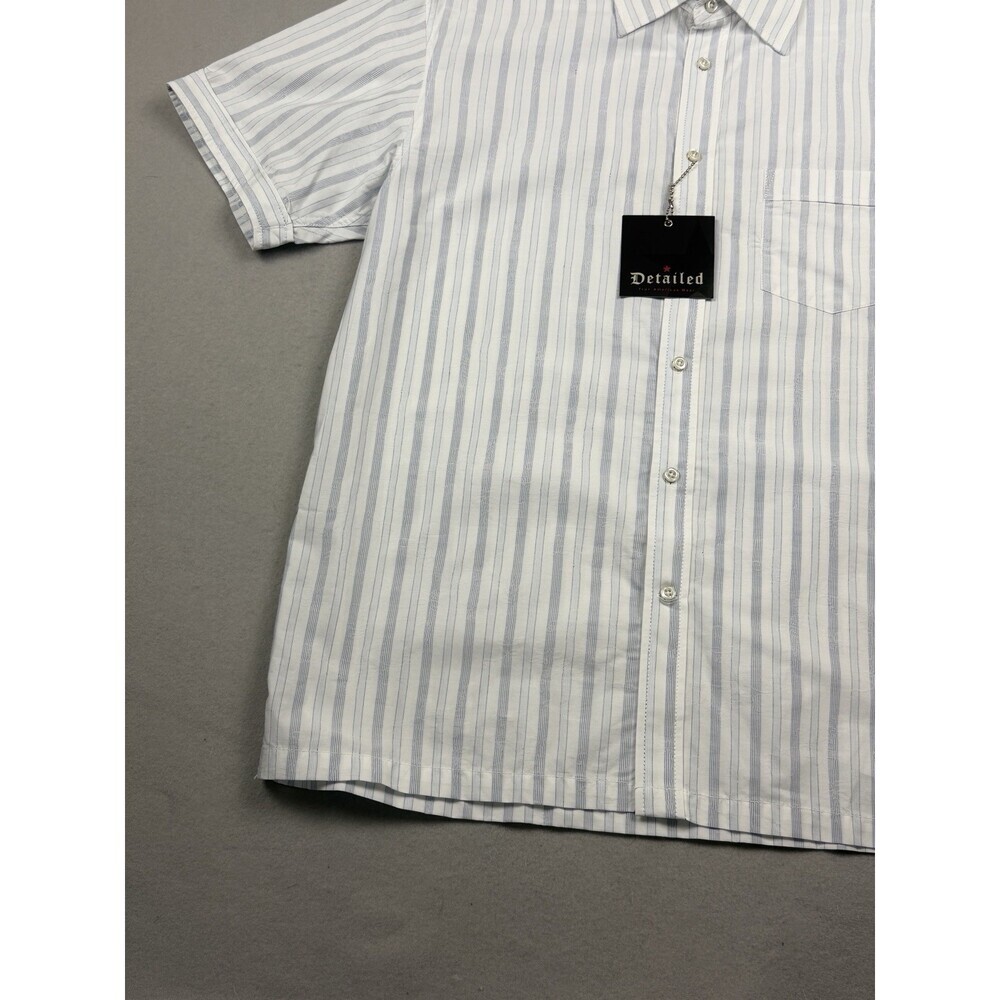 NWT Detailed True American Wear Shirt Men’s L Blue Stripe Short Sleeve Y2K - Picture 5 of 9